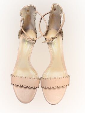 Coach Monica Pink Leather Scalloped Studded Ankle Strap Heels Women’s 6B